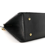 Lambskin Quilted CC Front Pocket Shopping Tote Black