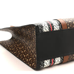 E-Canvas Monogram Stripe Book Tote Black Bridle Brown