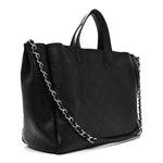 Caviar Stitched Large Lady Coco Shopping Tote Black
