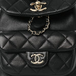 Lambskin Quilted Small Duma Drawstring Backpack Black