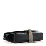 Calfskin Crocodile Embossed Small Classic Monogram Kate Tassel Satchel Black