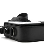 Saffiano Striped Mini Diag Binder Clip Bag Black White