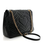 Calfskin Matelasse Large GG Marmont Shoulder Bag Black