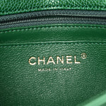 Metallic Caviar Quilted Mini Rectangular Flap Green