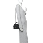 Lambskin Quilted Mini Top Handle Rectangular Flap Black