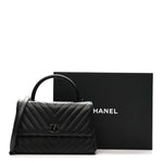 Caviar Chevron Quilted Small Coco Handle Flap So Black