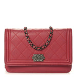Calfskin Quilted Boy Wallet On Chain WOC Pink