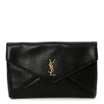Grained Lambskin Cassandre Envelope Pouch Black
