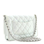 Iridescent Calfskin Quilted Wallet On Chain WOC Light Blue