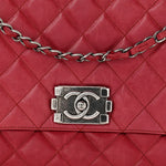 Glazed Calfskin Quilted Soft Boy Flap Red