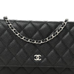 Caviar Quilted Wallet on Chain WOC Black