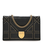 Calfskin Studded Diorama Wallet on Chain Pouch Black