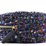 Tweed Quilted Round Clutch With Chain Multicolor