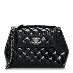 Patent Quilted Large Coco Shine Accordion Flap Black