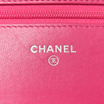 Lambskin Quilted Wallet On Chain WOC Dark Pink