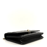 Lambskin Quilted Trendy CC Wallet On Chain WOC Black
