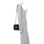 Patent Calfskin Matelasse Monogram Small Vicky Chain Bag Black