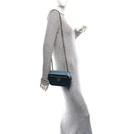 Lambskin Quilted Small In & Out Camera Case Navy Light Blue