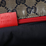 Crystal Monogram Large Web Handle Bucket Tote Red