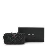 Caviar Quilted Small Clutch With Chain Black