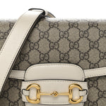 GG Supreme Monogram Horsebit 1955 Shoulder Bag Beige Mystic White