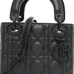 Ultra Matte Calfskin Cannage Mini Lady Dior Black