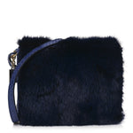 Mink Fur Snakeskin Crossbody Bag Navy