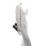 Calfskin Medusa Whipstitch Envelope Clutch Black White
