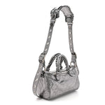 Metallic Agneau Arena Mini Le Cagole Duffle Crossbody Bag Silver