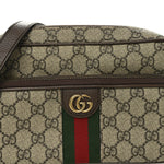 GG Supreme Monogram Textured Dollar Calfskin Web Small Ophidia Convertible Shoulder Bag Beige Ebony New Acero