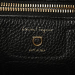Hammered Calfskin Double Handle Small Amy Tote Black