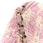 Tweed Quilted Mini Clutch With Chain Pink