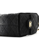 Washed Denim Quilted Mini Chanel 25 Handbag Black