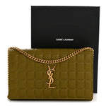 Lambskin Carre Quilted Cassandre Chain Wallet Olive Drab