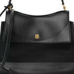 Natural Smooth Calfskin Medium Nano Top Handle Handbag Black