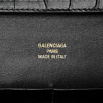 Crocodile Embossed Small Bel Air Clutch On Strap Black