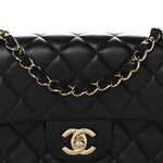 Lambskin Quilted Mini Rectangular Flap Black