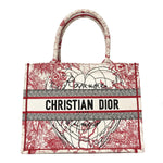 Canvas Embroidered Medium Dioramour D-Royaume Book Tote Red Multicolor