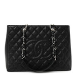 Caviar Quilted Grand Shopping Tote GST Black