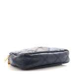 Grained Lambskin Quilted Mini Becky Double Zip Bag Blue Charron