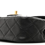 Shiny Goatskin Quilted Mini Chain Strap Flap Black