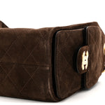 Suede Quilted Mini Chanel 25 Handbag Dark Brown