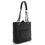 Caviar Quilted Petit Shopping Tote PST Black