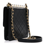 Lambskin Quilted Chic Pearls Flap Black