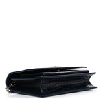 Calfskin Crocodile Embossed Monogram Sunset Chain Wallet New Cobalt