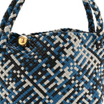 Calfskin Intreccio Tricolor Tosca Shoulder Bag Black Agate Grey Deep Pacific