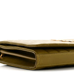 Lambskin Carre Quilted Cassandre Chain Wallet Olive Drab