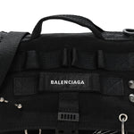 Canvas Pierced Army Messenger Bag Black