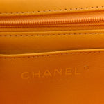 Lambskin Quilted Mini Top Handle Rectangular Flap Yellow