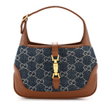 New Denim GG Monogram Calfskin Mini Jackie 1961 Hobo Blue Tea Cuir